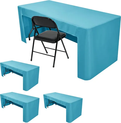 Miniatura 24 de HolidayIdeas Fitted Tablecloths for 4 Foot Rectangle Table, Wrinkle Resistant Washable Table Cover 24x48 Inch for Vendor Booth Display, Banquet, Aqua