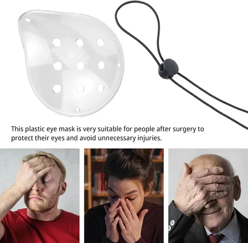 Miniatura 7 de 4 parches de plástico para ojos de 9 agujeros con 4 cuerdas elásticas, transpirables y cómodos, protección ocular, adecuados para niños, adultos