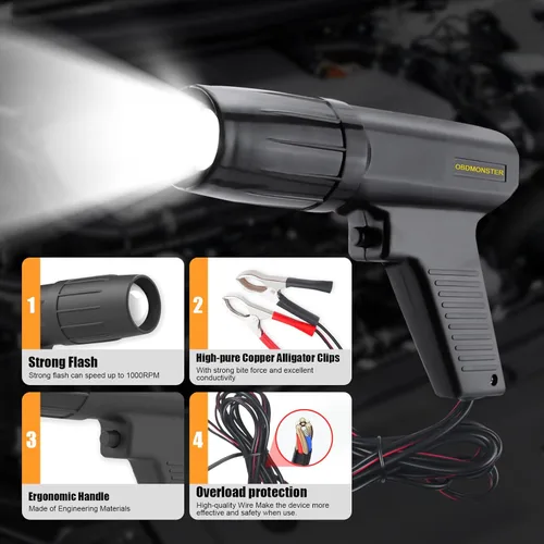 Miniatura 2 de Pistola de sincronización automotriz de 12V, pistola de sincronización de encendido inductiva para motores de gasolina de 2 y 4 tiempos para N123