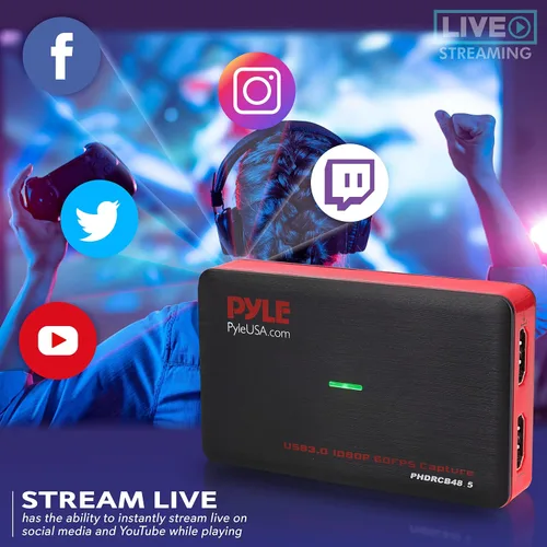 Miniatura 3 de Pyle Tarjeta de captura de EE. UU., tarjeta de captura de video HDMI 4K, 1080P 60FPS, tarjeta de captura HDMI a USB 3.0 para transmisión en vivo