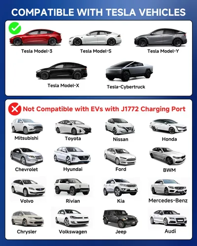 Miniatura 6 de Cargador EV portátil de nivel 1/2 para Tesla, 12A/16A, cable de extensión móvil de coche eléctrico de 25 pies con enchufe NEMA 6-20 de 240V