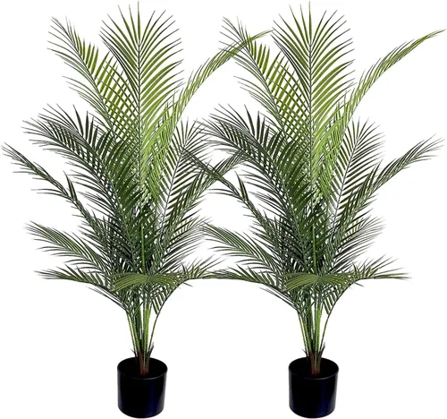 Miniatura 15 de Palmera artificial de 2.7 pies con 12 troncos, perfecta palmera tropical sintética de 32 pulgadas en maceta para interiores y exteriores, casa