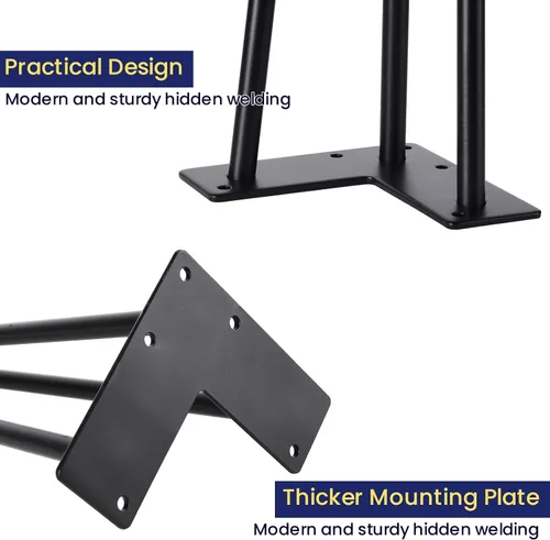 Miniatura 4 de SMARTSTANDARD Patas de mesa de horquilla de 6 pulgadas, 1/2 pulgadas de diámetro, 3 varillas de metal, proyectos de bricolaje para mesitas de noche