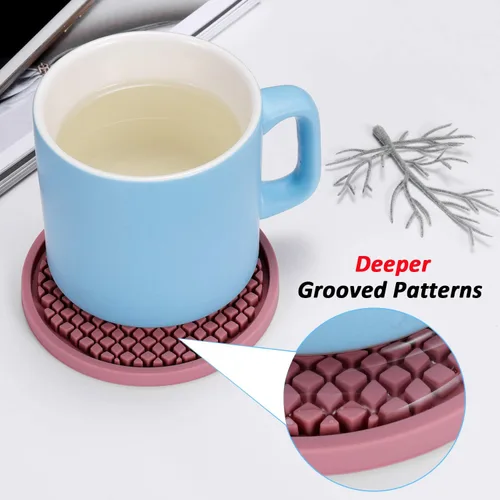 Miniatura 6 de ME.FAN Posavasos de silicona [paquete de 6] posavasos gruesos con soporte, tapete para tazas, antideslizante, antiadherente, se mantiene en su