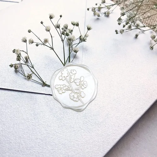 Miniatura 3 de Maidenhair Adhesivos de cera Adheve, 25 unidades, prefabricadas con cera de sellado real, color blanco Perla blanca