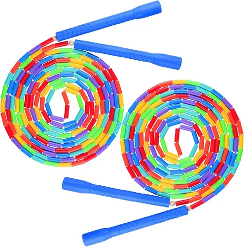 Cuerdas de salto holandesas dobles de 16.5 pies para adultos y niños, cuerda de saltar larga Rainbw, cuerda de saltar con cuentas para fitness,