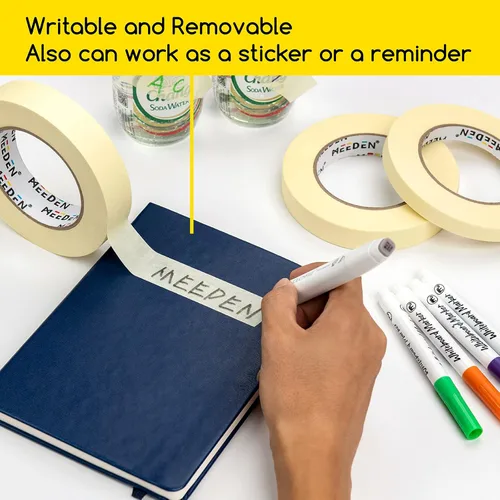 Miniatura 6 de MEEDEN 5 paquetes de cintas blancas para artistas, 0.2 pulgadas, 0.5 pulgadas, 0.75 pulgadas, 1.0 pulgadas, 1.4 pulgadas x 60 yardas, cinta adhesiva