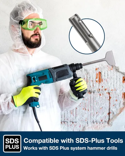Miniatura 4 de SDS Plus cincel, Firecore - Brocas de eliminación de azulejos de 4 x 11 pulgadas para taladro de martillo giratorio SDS Plus, pala de acero