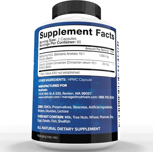 Miniatura 7 de Nutrivein Paquete de suplementos premium de berberina, vinagre de sidra de manzana y vitamina C liposomal: cápsulas de vitamina C de alta absorción