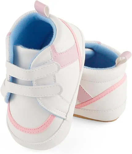 Miniatura 4 de ESTAMICO - Tenis de piel sintética para bebés, niños y niñas, suela de goma antideslizante, para primeros pasos, zapatos para exteriores