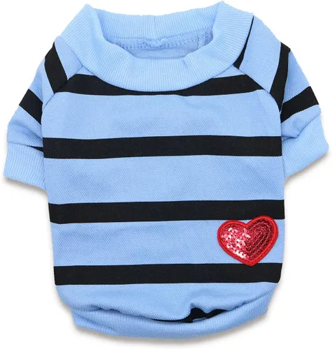 Miniatura 2 de Ropa para Bulldog Francés Camiseta para Perros Pequeños Camiseta de Verano a Rayas para Cachorros, XS, Azul