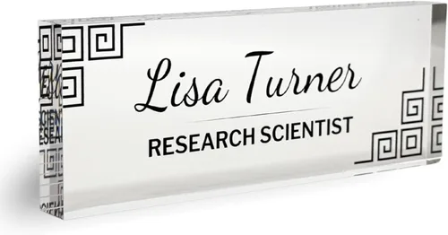 Miniatura 13 de Placa de Nombre de Escritorio de Acrílico Transparente Grueso Personalizada de 8x3" con Logo Personalizado - Decoración Profesional de Oficina