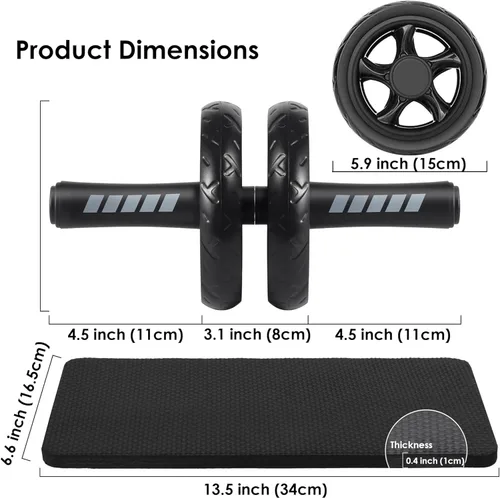 Miniatura 6 de Arespark Rueda de rodillo abdominal, equipo de gimnasio en casa para entrenamiento de núcleo, ruedas de ejercicio sin ruido con rodillera, rueda