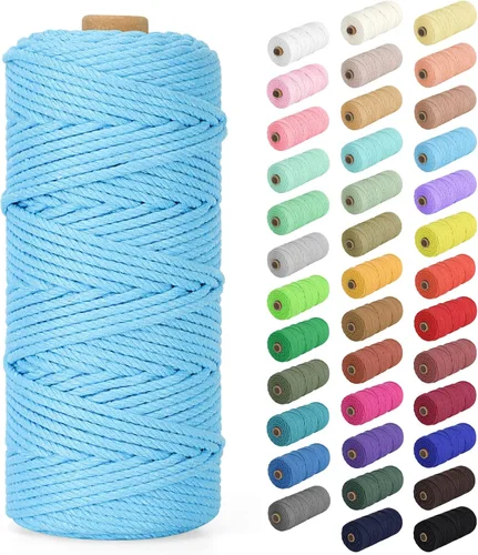 Miniatura 16 de Cordón de macramé de 0.079 in x 380 yardas (1140 pies), cuerda de algodón natural para colgar en la pared, ganchos de plantas, manualidades, Beige