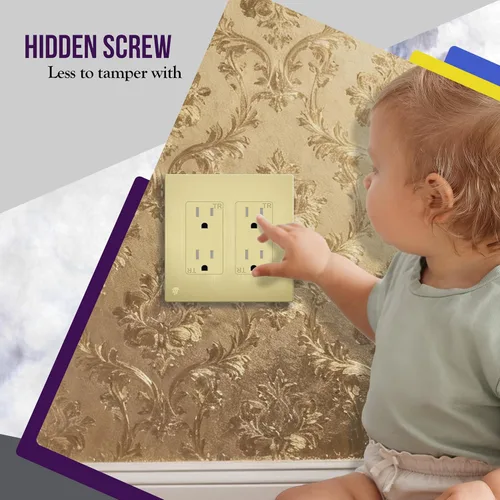 Miniatura 4 de ENERLITES Serie Elite Placa de Pared Decorativa sin Tornillos Cubierta de Tomacorriente Segura para Niños, Acabado Brillante, Tamaño 2-Gang 4.68" H