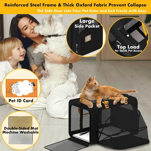 Miniatura 9 de PAWZIDEA Carriola doble para mascotas con 2 portamascotas desmontables, jaula portátil para perros para viajes en automóvil y porta gatos expandible