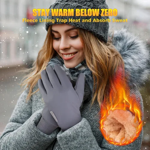 Miniatura 2 de ihuan Guantes de invierno para hombres y mujeres, guantes de clima frío para correr, ciclismo, guantes impermeables para la nieve, guantes cálidos