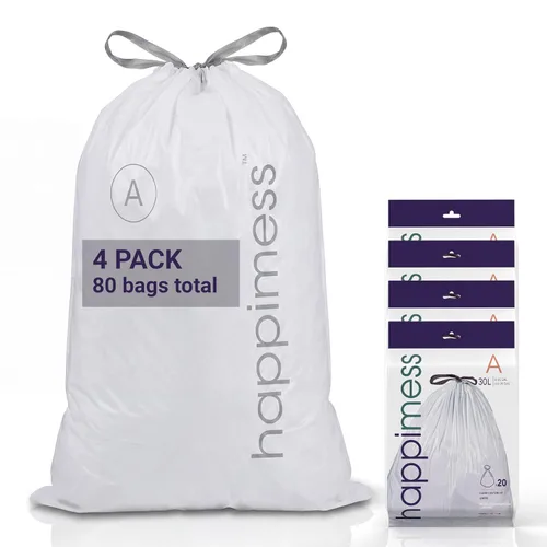 Miniatura 25 de happimess 8 Gallon (30L) Drawstring Trash Bags, Unscented, Clear, Heavy Duty LDPE Liners for Kitchen and Household, Custom Fit, 20 Count