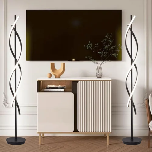 Miniatura 7 de NKU Lámpara de pie en espiral para sala de estar, moderna lámpara de pie LED con control remoto regulable elegante diseño en espiral lámpara