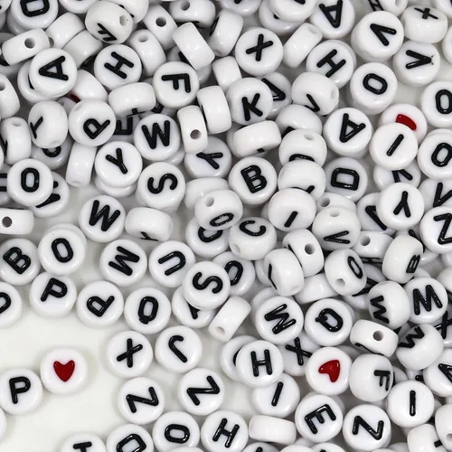 Miniatura 8 de 1450 cuentas de letras, kits de cuentas redondas de letras acrílicas de 0.16 x 0.27 pulgadas, cuentas del alfabeto, cuentas de la A a la Z y corazón