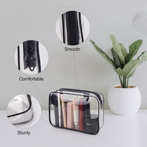 Miniatura 4 de Wedama Bolsas de cosméticos aprobadas por la TSA para hombres y mujeres, paquete de 2 con cremallera, accesorios de viaje de aeropuerto, bolsas