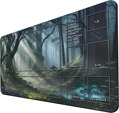Miniatura 22 de MTG - Tapete de juego con bordes cosidos, parte inferior de goma antideslizante, tapete de juego TCG para gatos, superficie de goma lisa, tapete