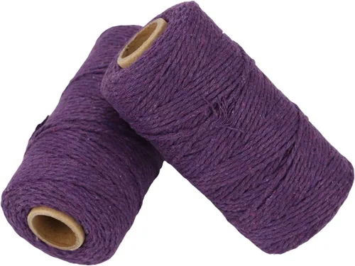 Miniatura 12 de Carrete de hilo de algodón de 656 pies de 10 capas, cuerda para manualidades y envoltura de regalos (negro + amarillo)