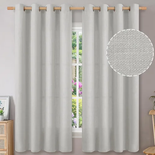 Miniatura 138 de BGment Cortinas de Lino Beige de 63 Pulgadas de Largo 2 Paneles - Tratamientos para Ventanas con Textura de Arpillera Filtrantes de Luz Cortinas