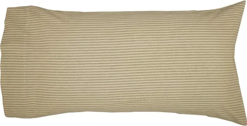 Miniatura 5 de Juego de 2 fundas de almohada de algodón a rayas color caqui y marrón
