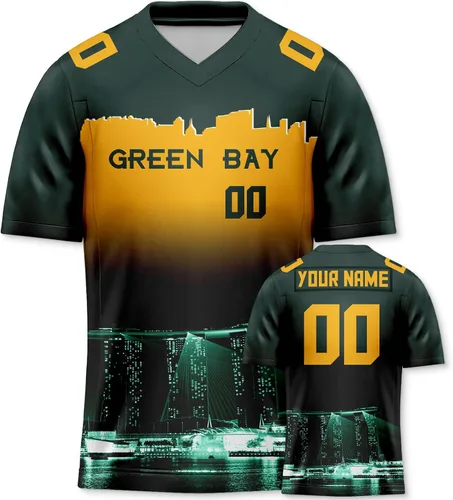Camiseta de fútbol personalizada personalizada con diseño de ciudad de fútbol, horizonte nocturno, moda para fanáticos del fútbol, regalos para