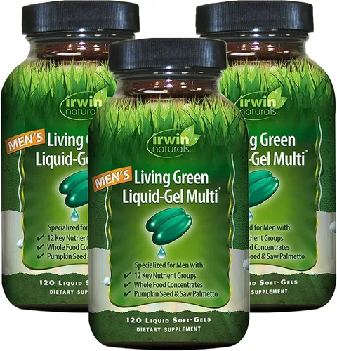 Miniatura 9 de Irwin Naturals Men's Living Green Liquid Gel Multi - 70 nutrientes esenciales, suplementos vitamínicos de espectro completo para hombres, mezcla