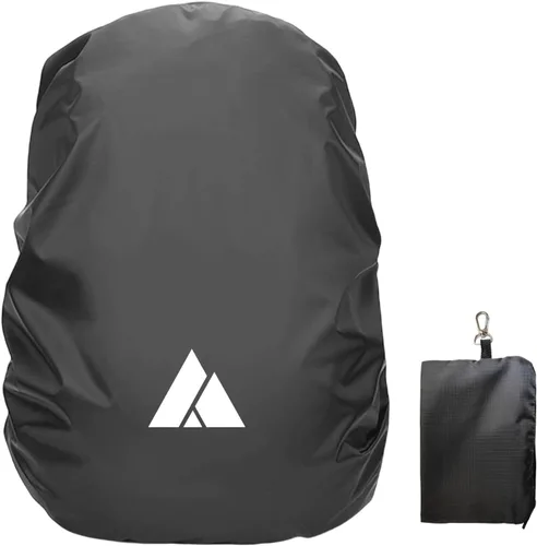 Cubierta impermeable para mochila de lluvia (15-90L), cubierta de nylon resistente con sistema de cierre doble ajustable actualizado y bolsa de
