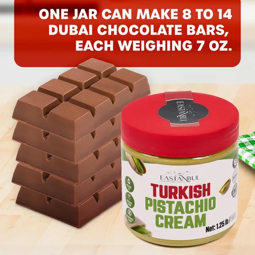 Miniatura 6 de Eastanbul Crema de pistacho, 1.25 libras, mantequilla de pistacho, crema turca para untar, kit de barra de chocolate Dubai, pasta perfecta