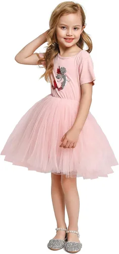 Miniatura 5 de YOFEEL Vestido de verano para niñas pequeñas de manga corta tutú longitud hasta la rodilla