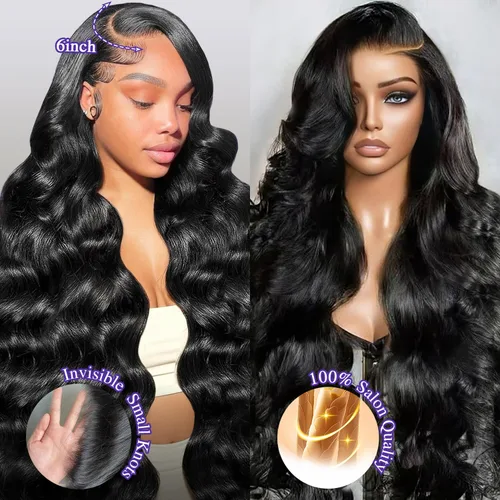 Miniatura 2 de Pelucas de cabello humano ondulado con encaje frontal de 13 x 6 pulgadas, pelucas de cabello humano real de 180 % de densidad HD, transparente, sin
