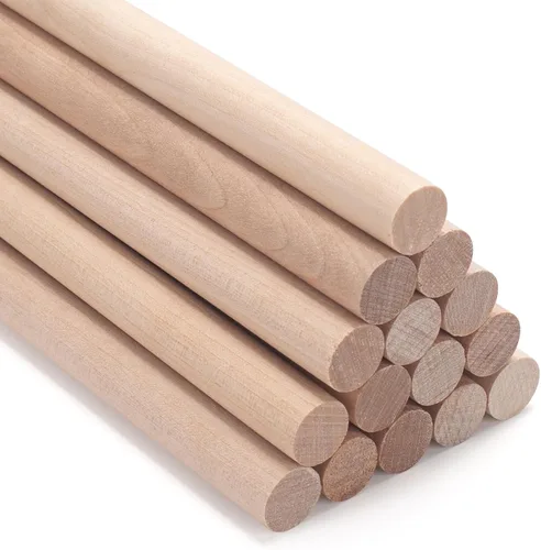 ONUPGO 15 varillas de madera dura de 1/2 x 15 pulgadas, palos de madera redonda natural sin terminar, superficie lisa recta sin rebabas (clavijas de