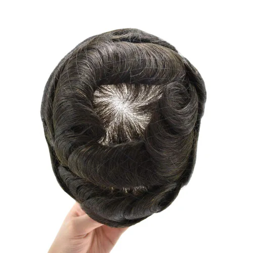 Miniatura 6 de LYRICAL HAIR Toupee - Peluca de cabello transpirable de encaje francés de repuesto de piel sintética de polietileno alrededor de peluca duradera