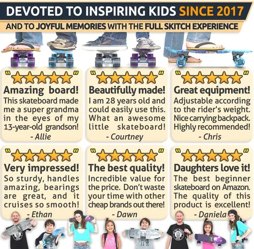 Miniatura 8 de SKITCH Patinetas para niños, adolescentes y adultos Juego de regalo de patineta premium para principiantes y profesionales, completo con tabla