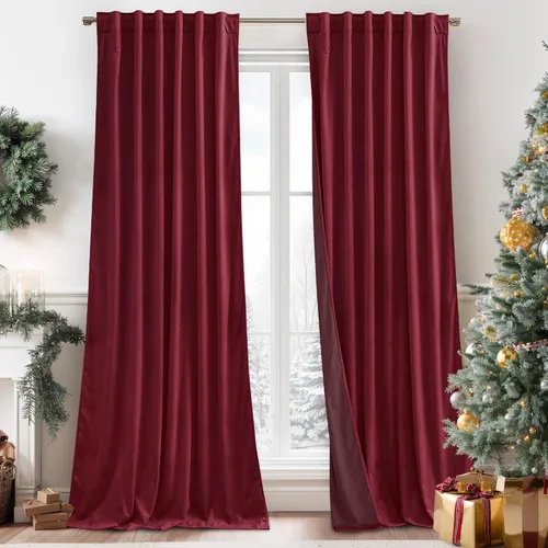 Miniatura 8 de RYB HOME - Cortinas de terciopelo beige, cortinas decorativas resistentes con pestaña trasera, cubierta de privacidad para oscurecer habitación
