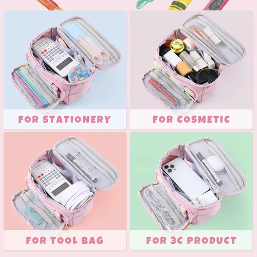 Miniatura 6 de YOOLIFE Estuche para lápices con inicial, suministros de regreso a clases, estuche para lápices, bonito regalo portátil para oficina, escuela