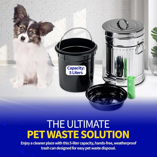 Miniatura 4 de Pet Fit For Life - Bote de basura de acero con tapa, papelera de acero galvanizado, pedal de pie, forro interior de plástico, bolsas