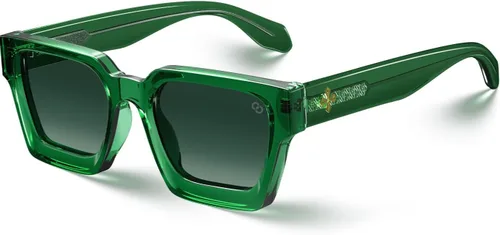 VISOONE Moda 100% UV400 Protección Rectángulo TR90 Y2K Gafas de sol Accesorios para Mujeres Hombres RIVER, Verde albahaca/verde oscuro