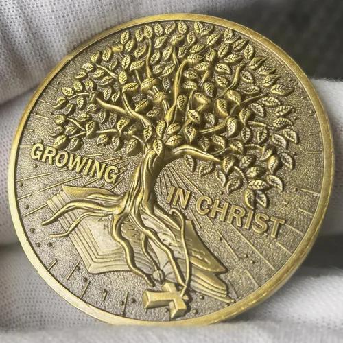 Miniatura 7 de Growing in Christ - Ficha de bolsillo con versículo bíblico de oro antiguo (4 unidades)