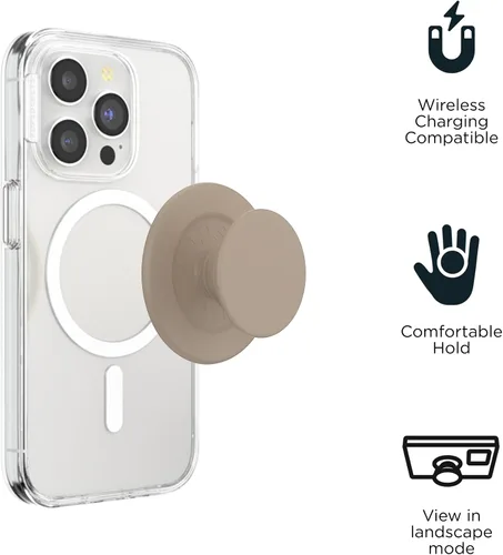 Miniatura 3 de PopSockets Agarre para teléfono con soporte magnético, parte superior intercambiable, sujeción segura para fundas MagSafe de iPhone, agarre