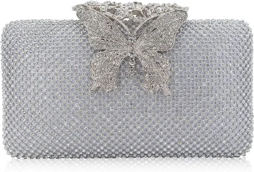 Miniatura 15 de Dexmay - Bolso de noche para mujer con cierre de mariposa y diamantes de imitación