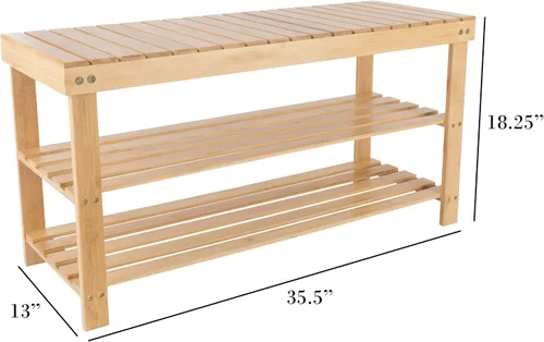 Miniatura 2 de Lavish Home Zapatero de bambú de 2 niveles