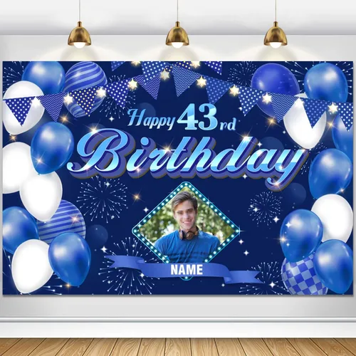 Miniatura 92 de Dicodes Fondo de decoración de feliz cumpleaños número 100 color azul marino personalizado, cartel con purpurina, pancarta, suministros