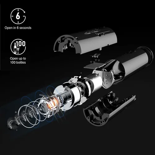 Miniatura 5 de Abridor eléctrico de botellas de vino, abridor automático de sacacorchos de vino, funciona con pilas. Abridor de botón de un clic con cortador
