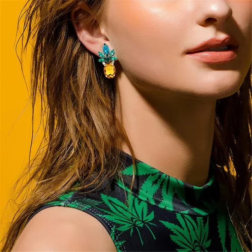 Miniatura 3 de Holylove - Aretes de piña para mujeres, adolescentes y niñas, 1 par, Vidrio