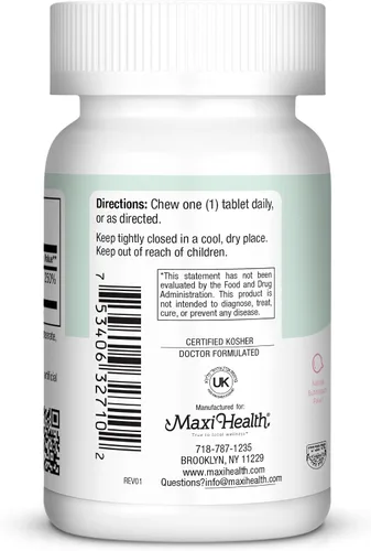 Miniatura 3 de Maxi Health Suplemento masticable de vitamina D3 de 2000 UI – Delicioso sabor natural de goma de mascar – Apoya la absorción de calcio, la salud
